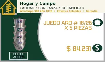 Juego aro # 18/26 x 5 piezas, código ARO021