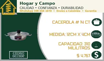 Cacerola # 14 CT, código GCC002