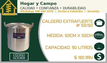 Caldero extrafuerte # 50/50, código GCE008