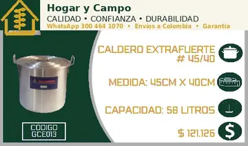 Caldero extrafuerte # 45/40, código GCE013
