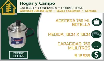 Aceiteras de aluminio Hogar y Campo