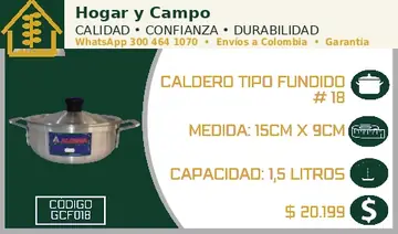 Caldero tipo fundido # 18, código GCF018