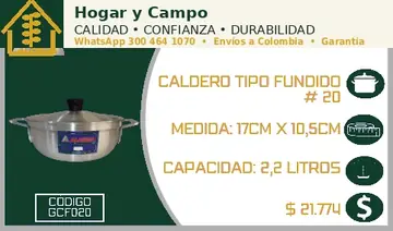 Caldero tipo fundido # 20, código GCF020
