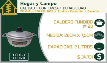 Caldero fundido # 20, código GCF028