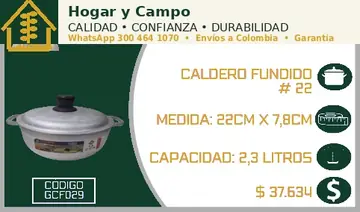 Caldero fundido # 22, código GCF029