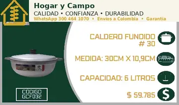 Caldero fundido # 30, código GCF032