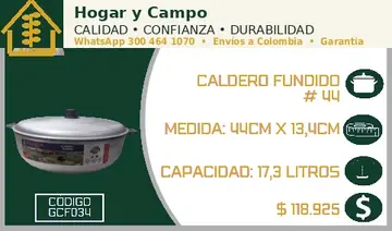 Caldero fundido # 44, código GCF034