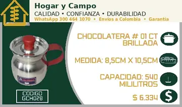 Chocolatera # 01 CT brillada, código GCH028