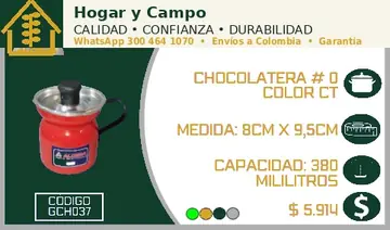 Chocolatera # 0 color CT, código GCH037