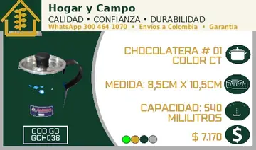 Chocolatera # 01 color CT, código GCH038