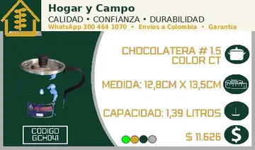 Chocolatera # 1.5 color CT, código GCH041