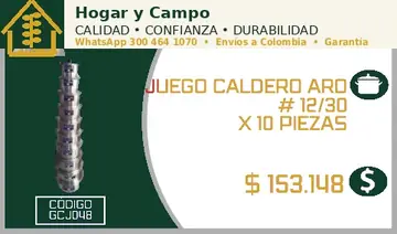 Juego caldero aro # 12/30 x 10 piezas, código GCJ048