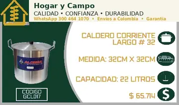 Caldero corriente largo # 32, código GCL017