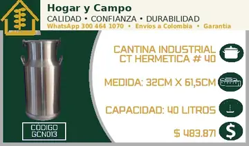 Cantina industrial CT hermetica # 40, código GCN013