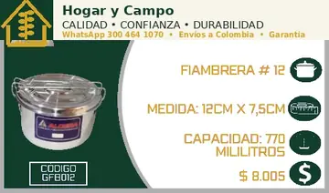 Fiambreras y filtro lechero de aluminio Hogar y Campo