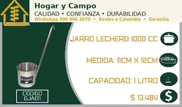 Jarro lechero 1000 CC, código GJA011