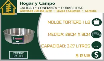Molde tortero 1 LB, código GMT002