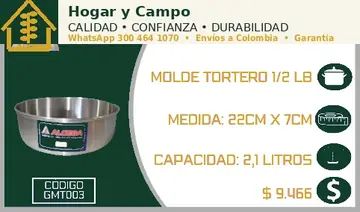 Molde tortero 1/2 LB, código GMT003