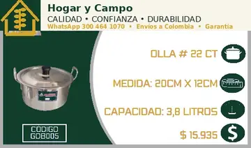 Olla # 22 CT, código GOB005