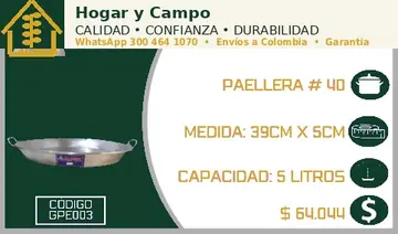 Paellera # 40, código GPE003