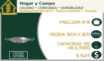 Paellera # 16, código GPE006