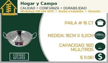 Paila # 16 CT, código GPL033