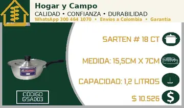 Sarten # 18 CT, código GSA003