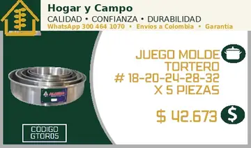 Juego molde tortero # 18-20-24-28-32 x 5 piezas, código GTOR05